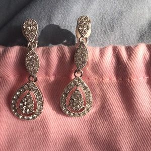Silver rhinestone drop earrings